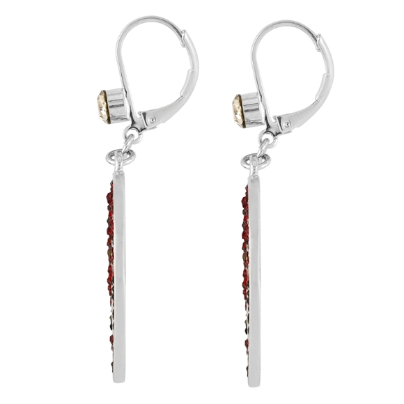 Marvel Spider Man Earrings. Red ruby rhinestones pave, silvertone. Lever back. - Picture 4 of 6